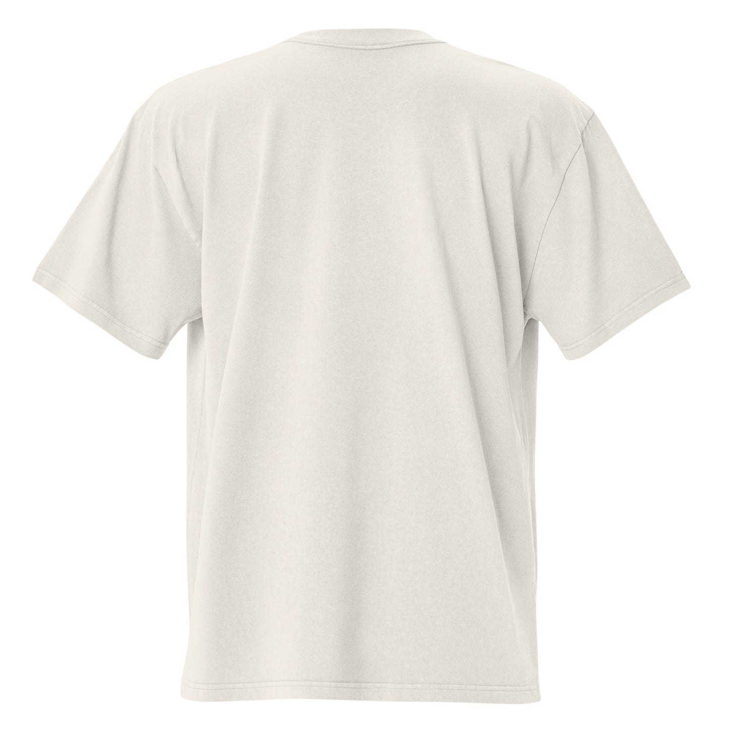 The back view of a unisex bone colour oversized cotton t-shirt.