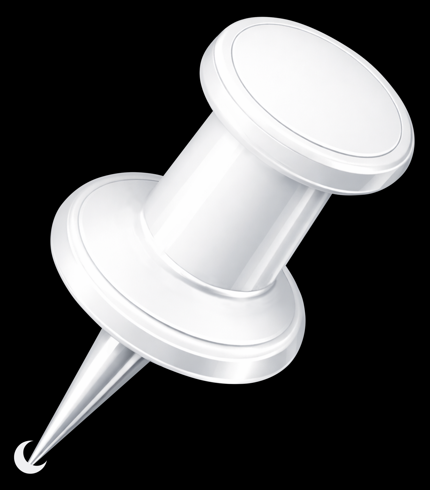 White pushpin on a black background