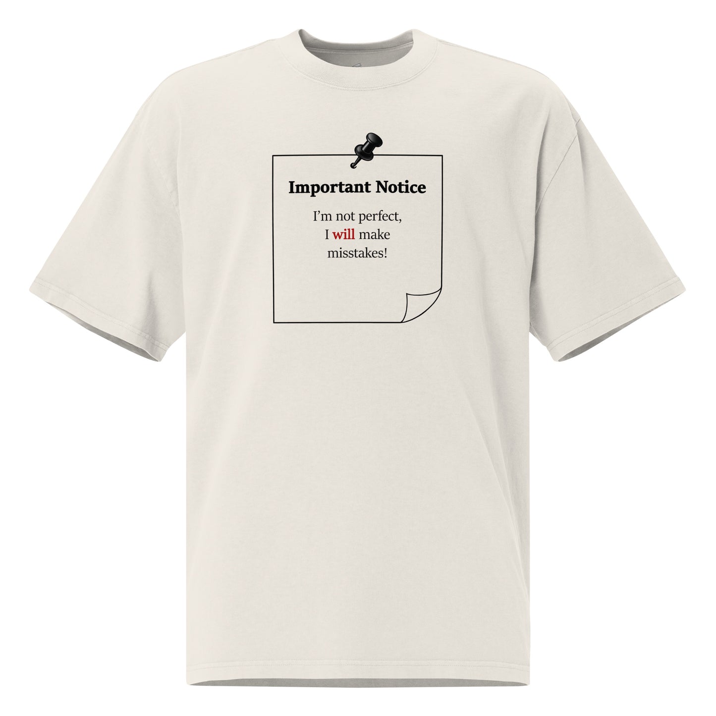 Heavyweight cotton oversized tee with vintage fade and statement message