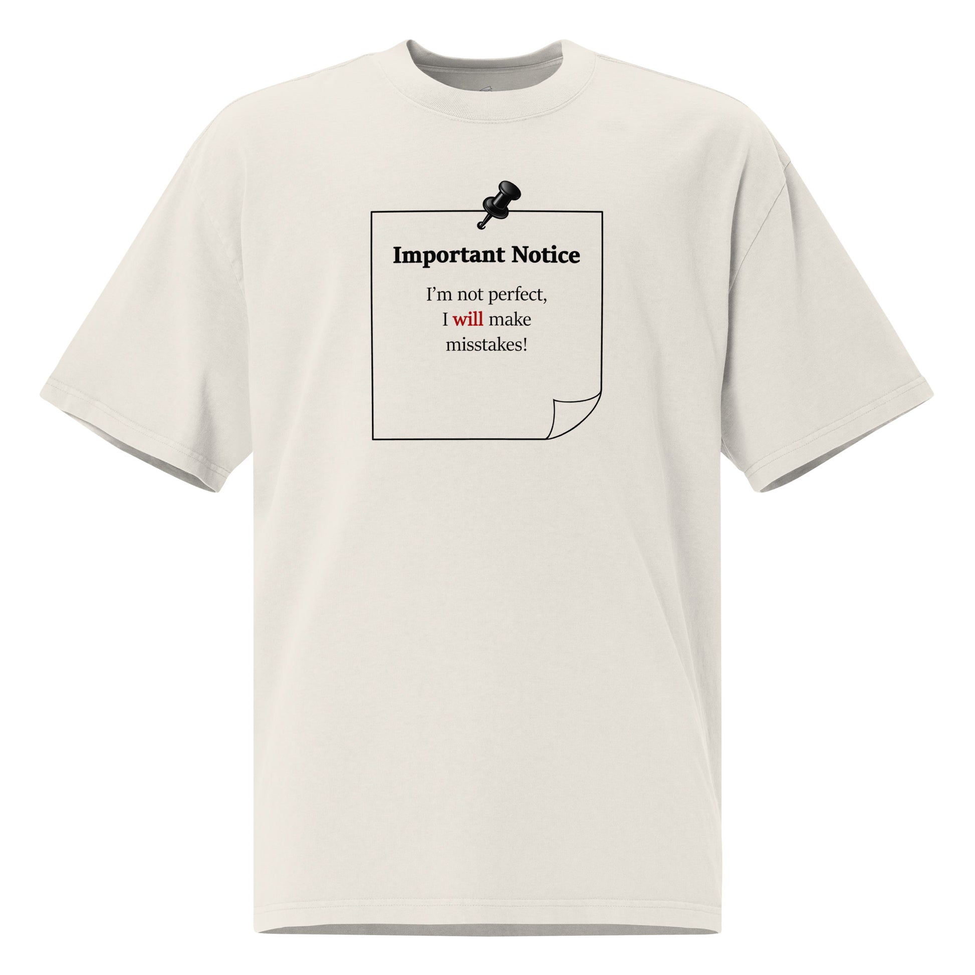 Heavyweight cotton oversized tee with vintage fade and statement message
