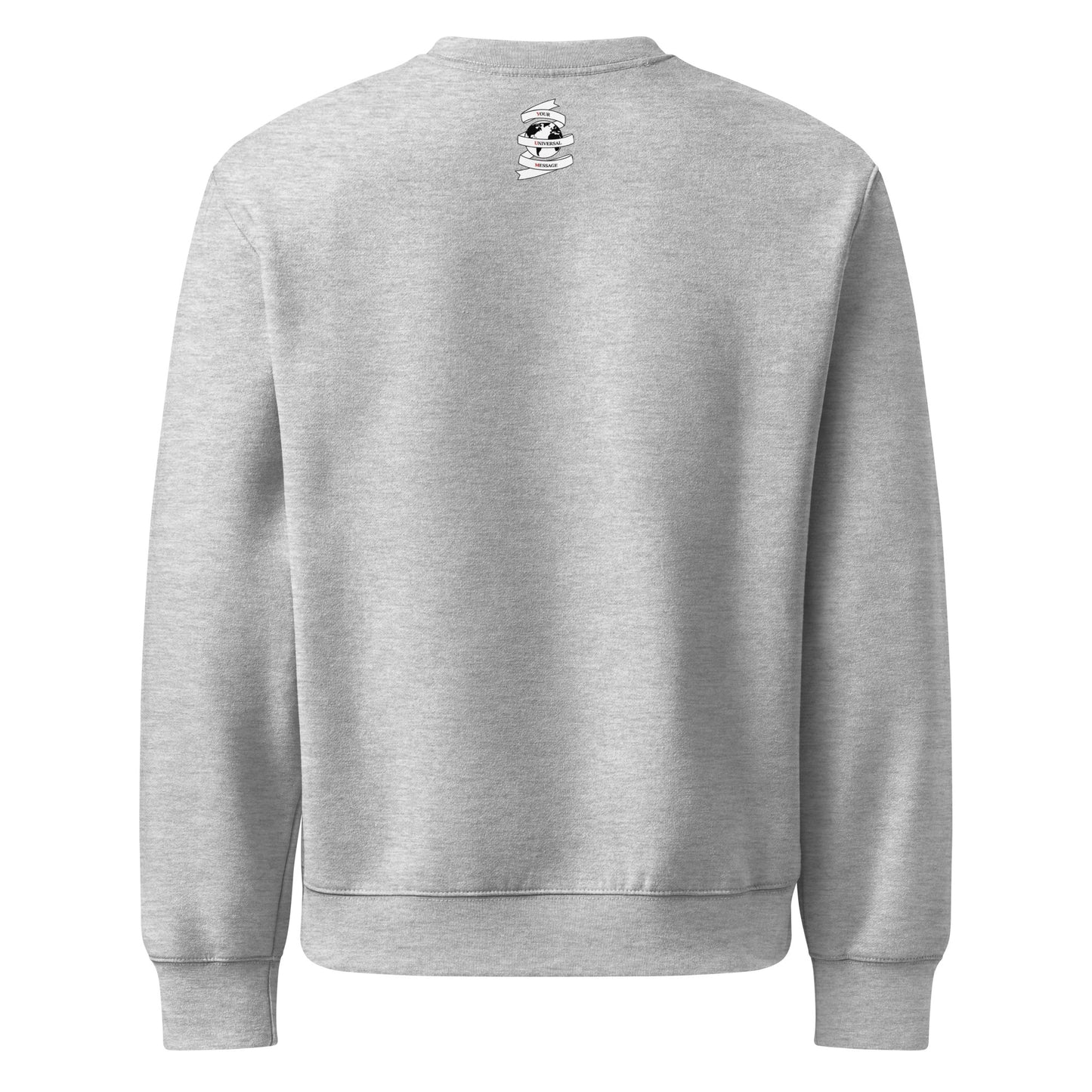 Oversized athletic heather colour sweatshirt back view of brand logo.