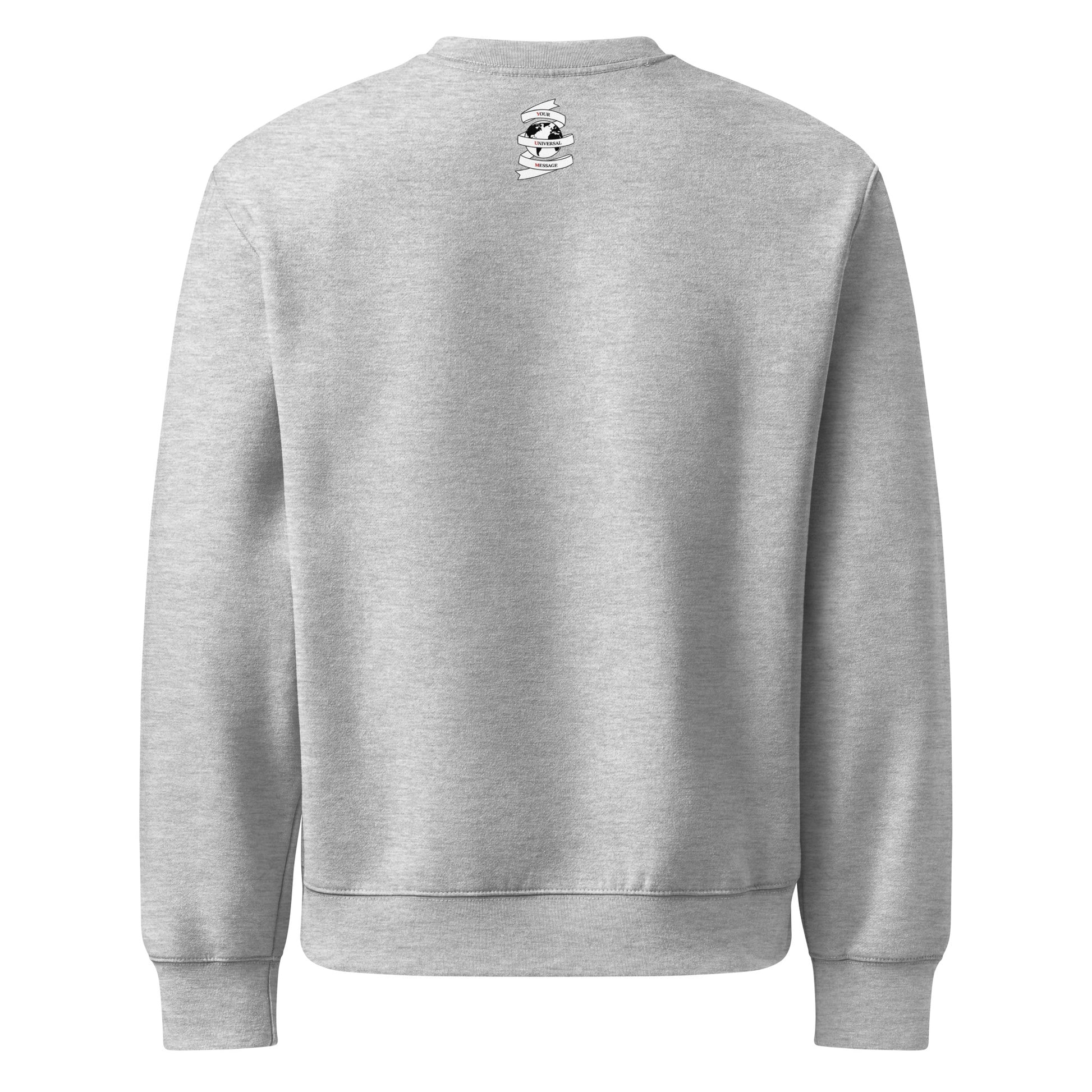 Oversized athletic heather colour sweatshirt back view of brand logo.