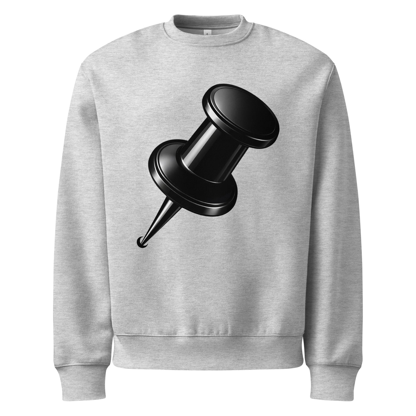 Athletic heather oversized heavyweight sweatshirt with black push pin graphic front view