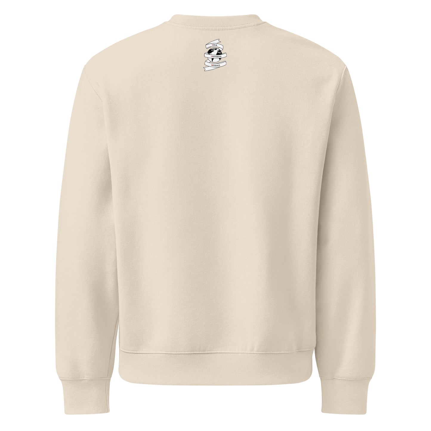 Oversized dust colour sweatshirt back view of brand graphic logo.