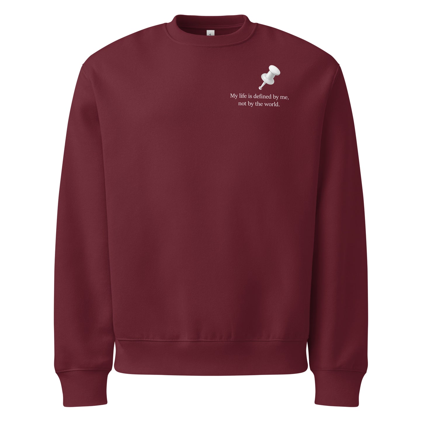 Maroon oversized sweatshirt featuring “My worth does not need approval” statement in white