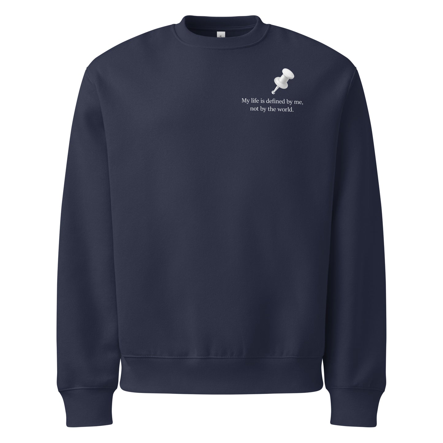 Navy oversized sweatshirt featuring “My worth does not need approval” statement in white