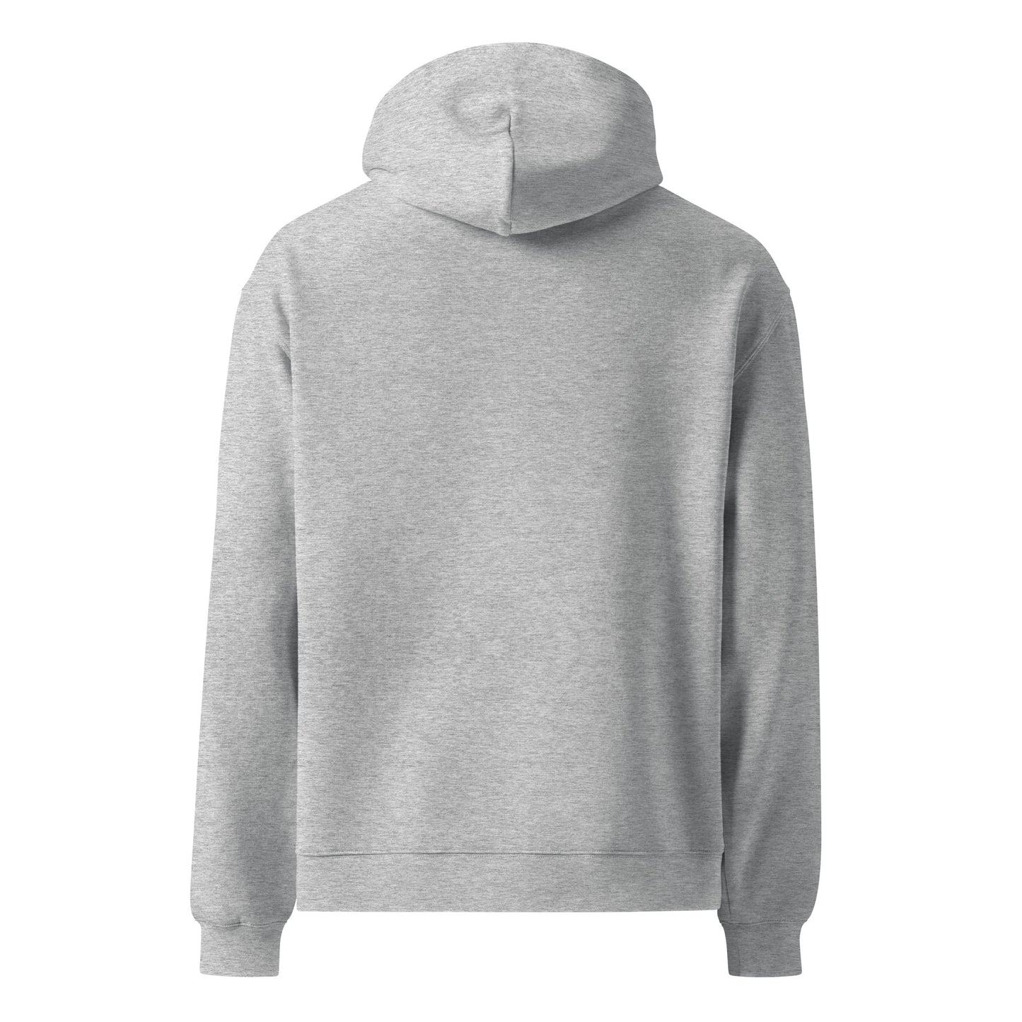 Athletic heather grey unisex hoodie back view on a white background