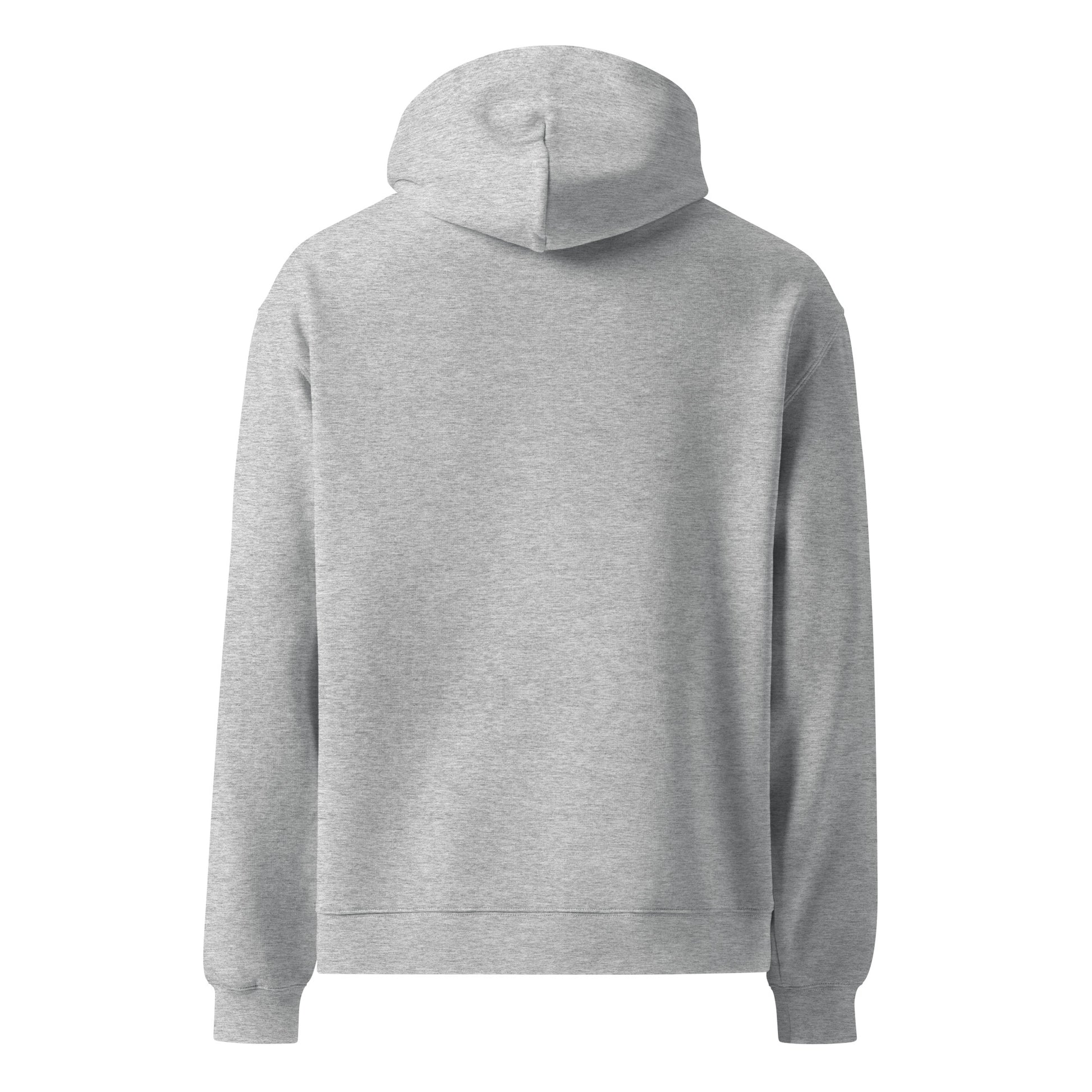 Athletic heather grey unisex hoodie back view on a white background