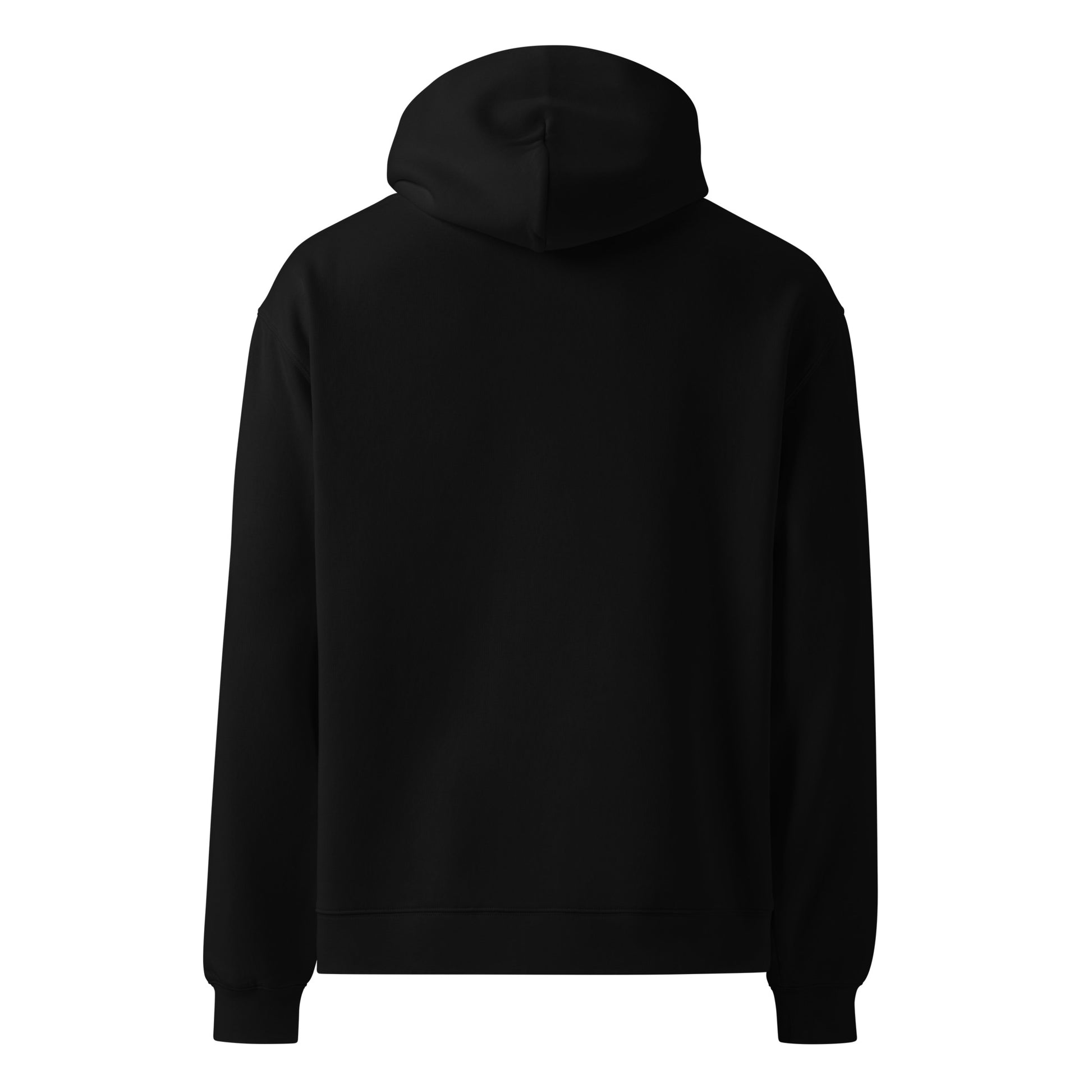 Oversized black hoodie motivational sweatshirt back view
