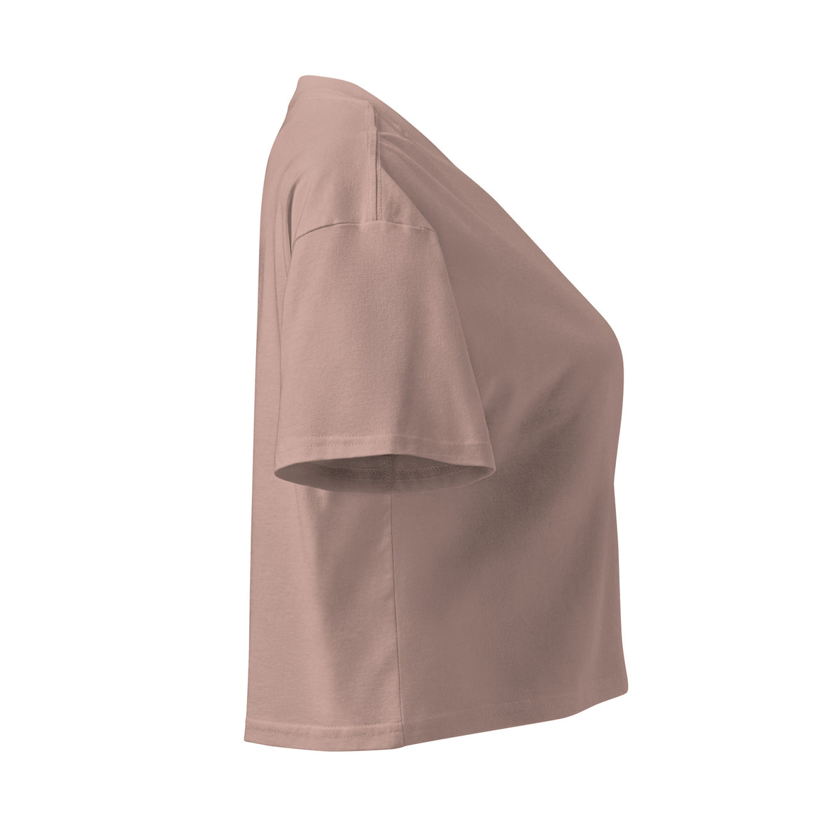 Right side view of hazy pink women's inspirational cropped cotton t-shirt.